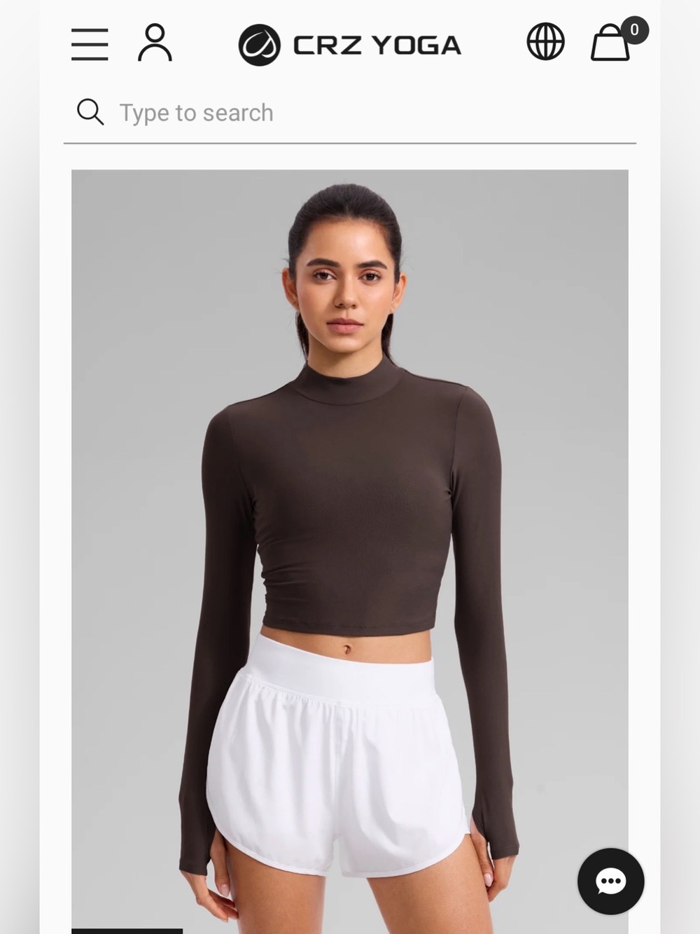 CRZ YOGA Cloudweight Mock Neck Crop Long Sleeve